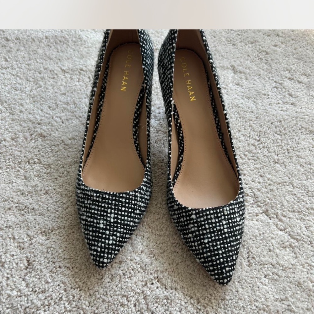 Cole Haan Women's Textured Black and White Heels